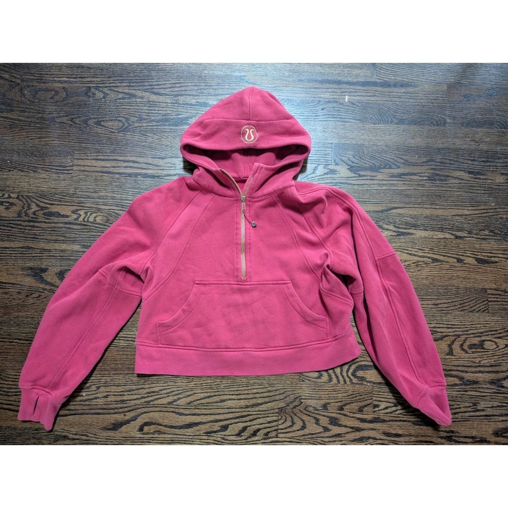 Lululemon Lunar Year Scuba Sz XS/S Oversized  Half-Zip Hoodie GOLD Zip Raspberry